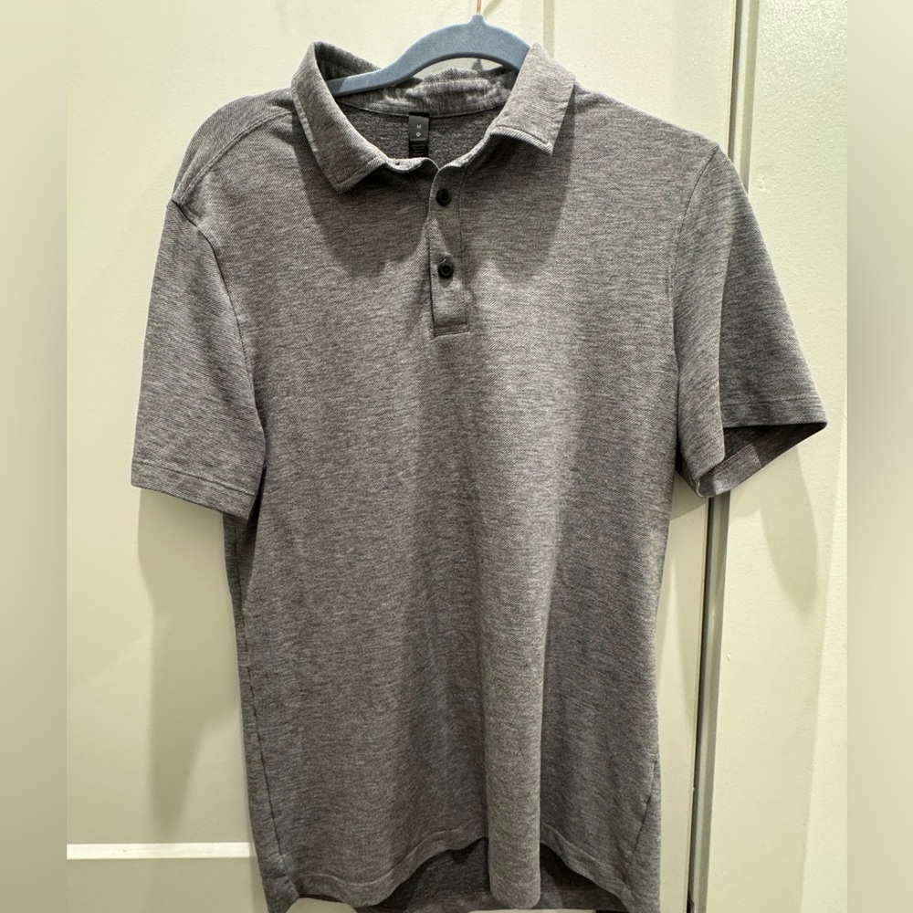 Lulu lemon men’s grey polo shirt.
